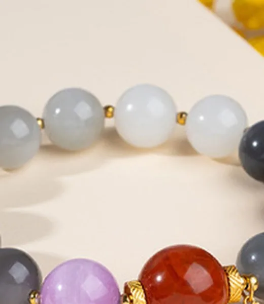 Hetian Jade Beaded Bracelet - Smoky Violet