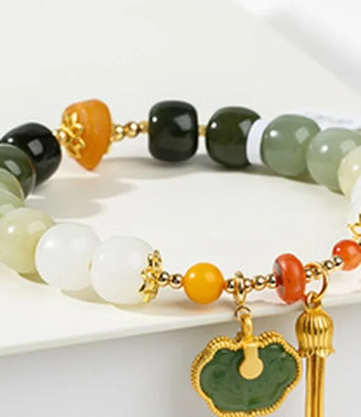 S925 Silver Hetian Jade Bracelet - Ruyi